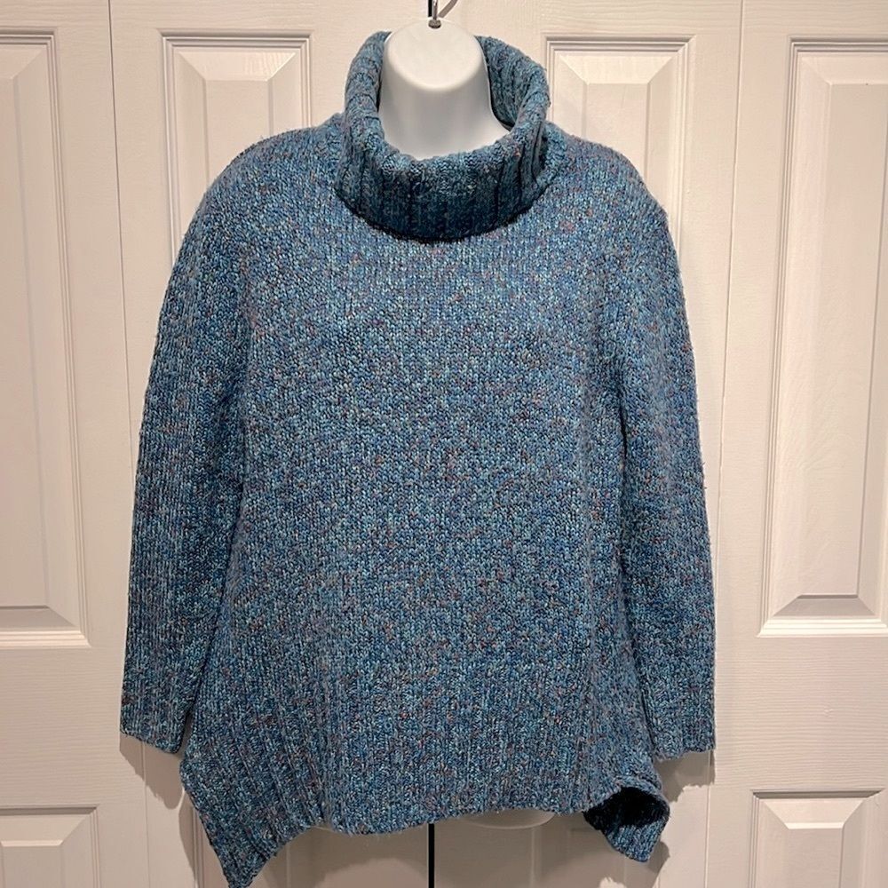 Tabi Blue Turtleneck Asymmetrical‎ Sweater Size S